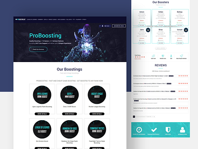 ProBoosting, for boosting Steam accounts and Game rank. account boosting branding css design ecommerce game boosting gaming graphic design html logo opencart responsive design service provider steam ui ux web design website design website development