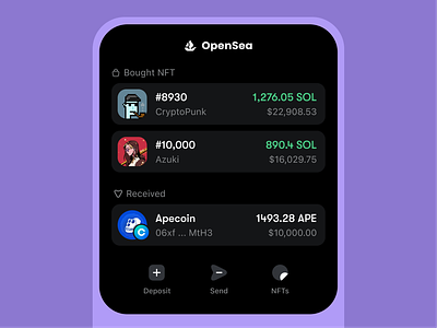 Notification - NFTs azuki blockchain bought buy coins collectibles crypto cryptocurrency defi deposit exchange ios16 island nft nfts notification received sell swap wallet