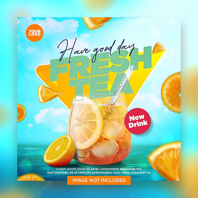 Modern bright dynamic ice tea beach social media instagram post artwork branding design graphic design inspiration layout promo social media template