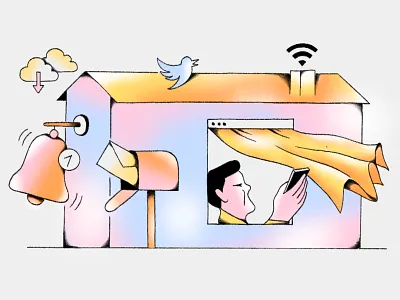 BANZAI Inc. - Tech and Mental Health character design conceptual illustration editorial editorial illustration illustration mental health spot illustration tech