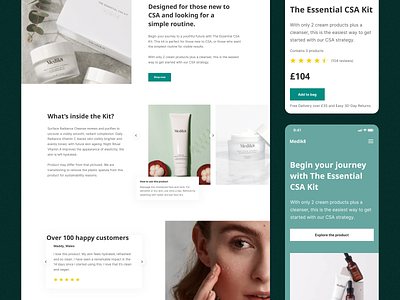 Skincare Product Landing Page 🌿 design graphic design halo lab landing langing page skincare typography ui web design website