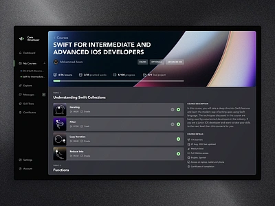 Core Developer - programming learning platform app dashboard e learning education elearning it education learning phenomenon platform product product design programming study ui ui design ui ux uxui web app webapp webdesign