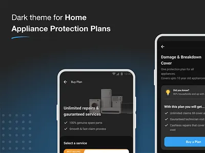 HomeAssist Plans best seller dark theme landing page plan services steps testimonial ui
