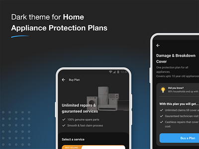 HomeAssist Plans best seller dark theme landing page plan services steps testimonial ui