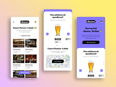 Cheers! From product vision to functional app in record time alcohol app design beers bold colors branding colorful brand digital mvp drinks gastronomy mobile application nightlife ottakringer party socialize ui user experience user interface design ux web design