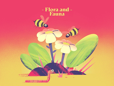 Flora and Fauna 2d animation animal animal animation animation bee bee animation bees character animation cute flower flower animation flowers growing illustration insect plant plant animation plants spring worm