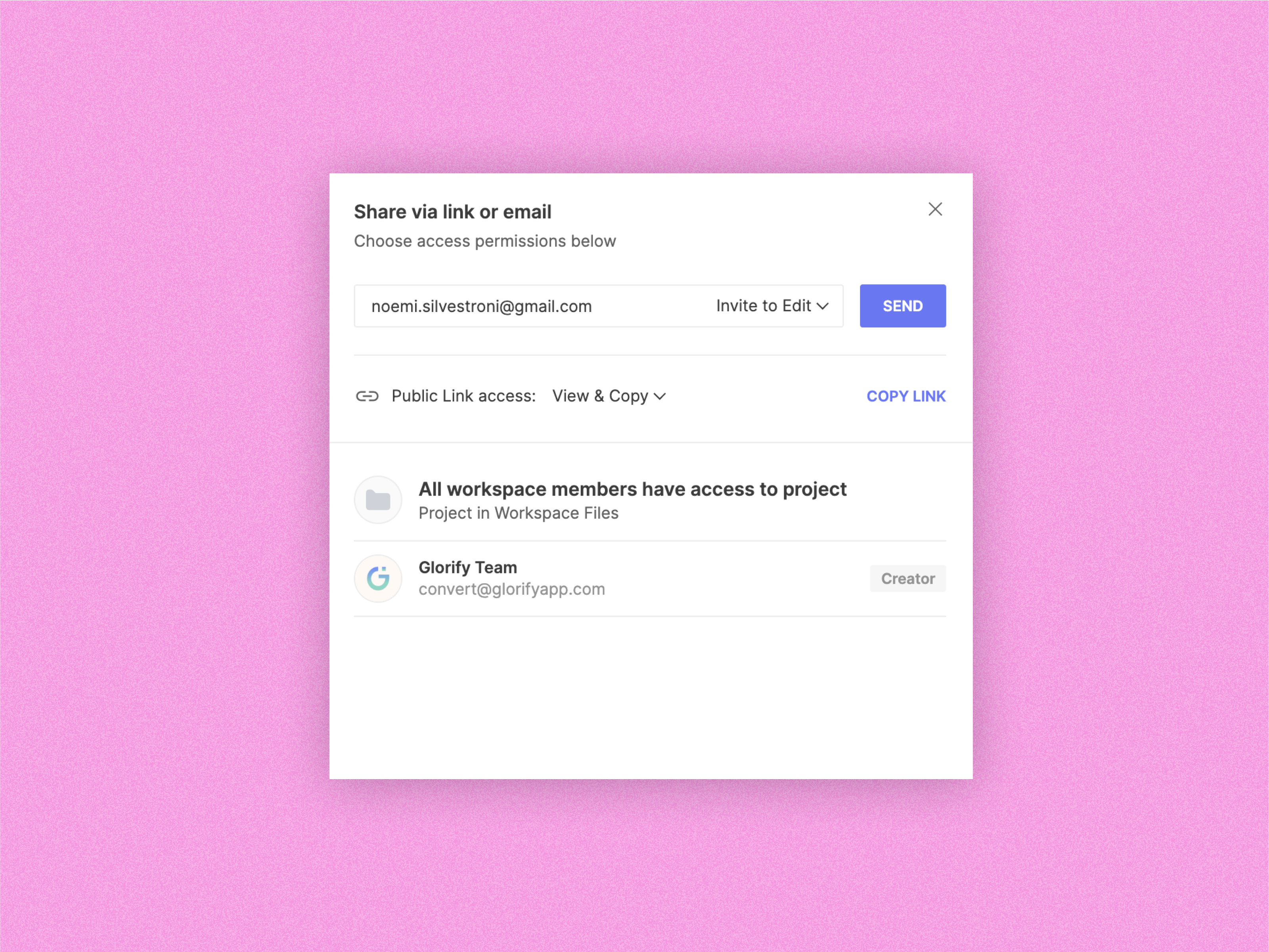 How to share a project with Glorify