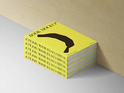 Hard Cover Book Mockups By The Wooden Wall Isometric stationery mockups