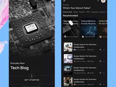 Tech Blog App app design interaction design ui uiux ux