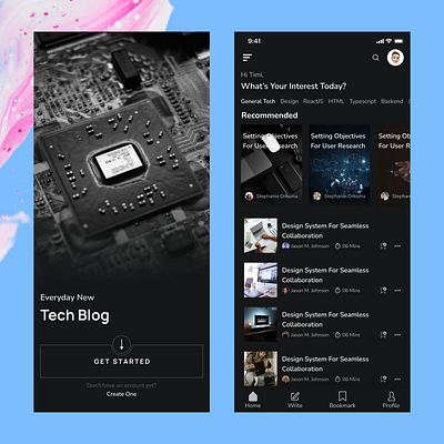 Tech Blog App app design interaction design ui uiux ux