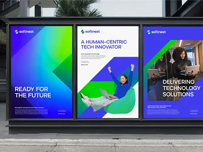 Softnest - Delivering Technology Solutions brand identity branding design flat logo minimal poster real estate technology visual graphic