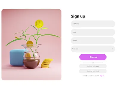 Login page 3d design illustration product design web application