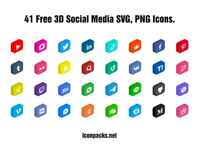 Free 3d Social Media Logos SVG, PNG Icon Set free free resources freebies icon pack icon set icons png icons svg icons vector