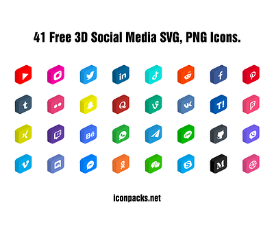 Free 3d Social Media Logos SVG, PNG Icon Set free free resources freebies icon pack icon set icons png icons svg icons vector