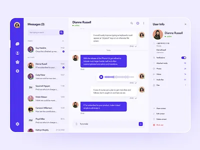 Messenger App design ui ux web