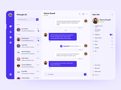 Messenger App design ui ux web