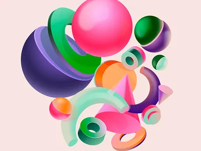 3D shapes icons illustration objects vector web elements