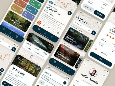 Lune - Paddling Trips - iOS App Concept app design interface ios lune outdoors paddling product ui ux