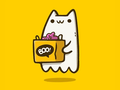 Cat Ghost Boo! blake stevenson branding cartoon cat character character design cute design ghost halloween illustration jetpacks and rollerskates logo retro simple ui