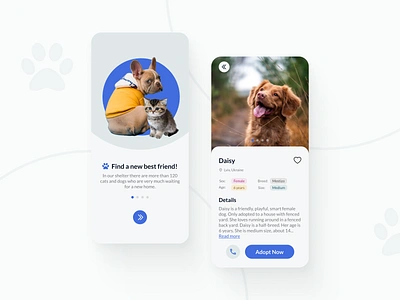 Pet Shelter App Design animal animals app app design brand design figma minimalist mobile pet pets shelter ui ux