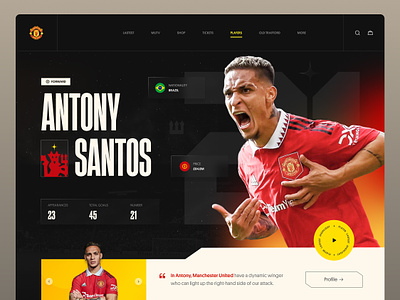 Antony Compa 720* - Player Profile. antony desgin football graphicdesign inteface kaixa kaixapham lmao manchester united mu soccer typography ui ui ux design