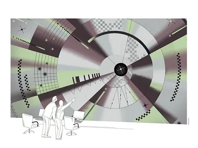 Impact of digital transformation on business business digitalization editorial illustration future space technology vector