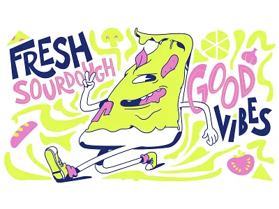 Pizza Strut character design illustration mural pizza pizza slice vector