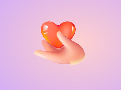 Hand and heart 3d branding design hand heart icon illustration logo love mark mesh ui