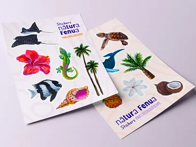 Stickers Nātura Fenua - L'atelier d'Ape acrylic animals art artistic branding design graphic design handmade illustration painting stickers tahiti