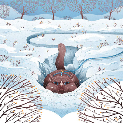 Winter and cat cat cats dudzik ill illustration iza dudzik winter
