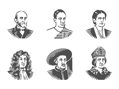 Small portraits for «Finanz und Wirtschaft» newspaper design engrave engraving etch etching icon illustration label lineart logo pen and ink portrait vector engraving woodcut