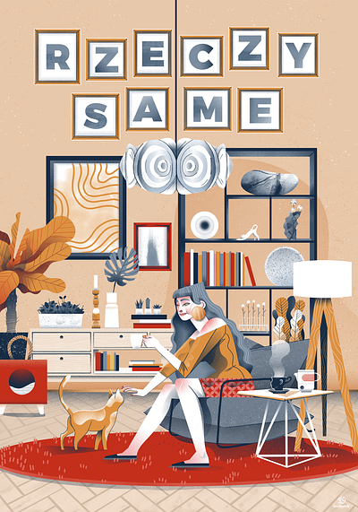 Life is coffee and a cat cat cats design illustration iza dudzik shop