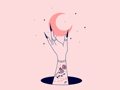 Duality of moon energy🌙 celestial floral hand heavenly illustration linework magical minimalistic moon mystic mystical occult sacred spiritual spirituality tarot tattoo witchcraft witchhand witchy