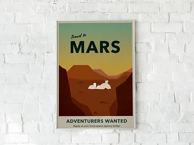 Travel to Mars graphic design poster space travel