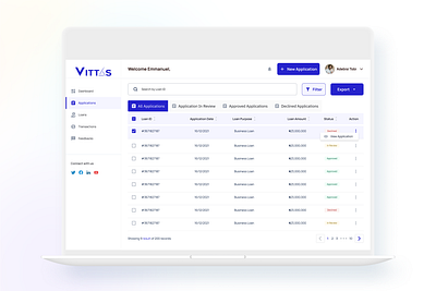 Loan Application Tracker |Vittas International design fintech loan loan application loan tracker responsiveness startup track loan ui ux design web app