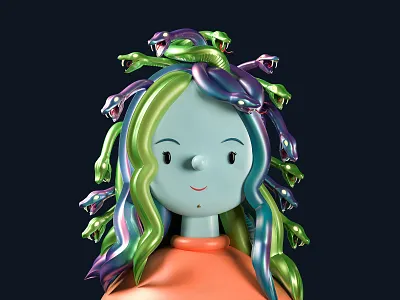 Medusa Toy Face 3d animation avatars character design graphic design motion graphics snakes toy ui