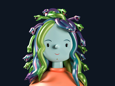 Medusa Toy Face 3d animation avatars character design graphic design motion graphics snakes toy ui