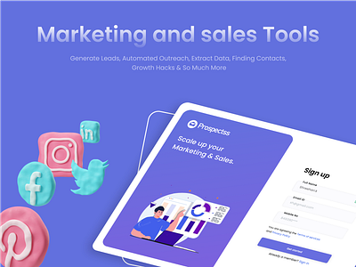 Sign Up Landing page for Prospectss branding daily ui design graphic design illustration logo ui ux
