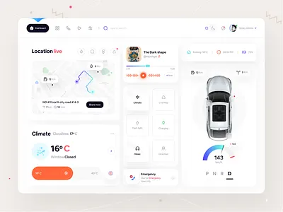 Car Dashboard Display UI Concept car car dashboard climate control control app dashboard display electric vehicle interactive interface management panel minimal modern ui motors panel product design tesla ui ux webapp webdesign