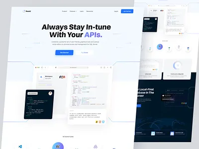 SaaS Landing Page for Developers Tool api clean code coding design dev tools developers development landing page minimal modern saas software tech tools ui design uiux web website whitespace