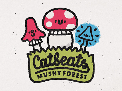 Catbeats - Mushy Forest branding cartoon catbeats cute design doodle fun graphic design illustration japanese kawaii lettering logo mushy mushy forest music album ui