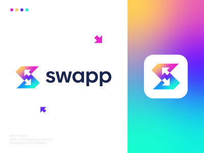 Crypto Currency Exchange Logo Concept | S Letter Design a b c d e f g h i j k l m n arrow brand identity branding crypto currency exchange gradient logo lettering logo logo design logos logotype minimalist logo modern logo o p q r s t u v w x y z s logo swap logo trading vector