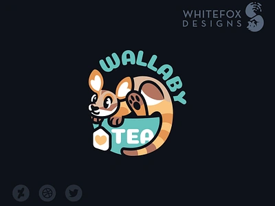 Wallaby Tea branding cup cute design logo nature tea vector wallaby