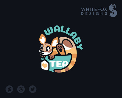 Wallaby Tea branding cup cute design logo nature tea vector wallaby