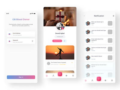 Profile and Notification Screen Design - UIUX Design app design branding clean ui complete app design figma illustration logo notification profile ui uiux