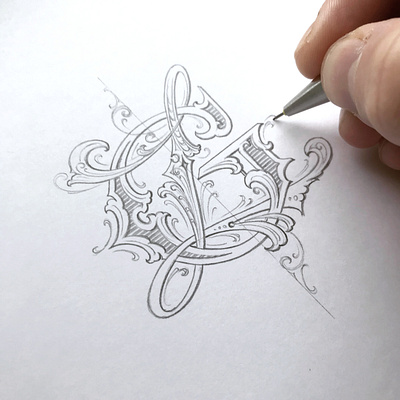 "GL" monogram handlettering lettering monogram pencilsketch sketch