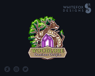WOODLORE branding crystal design dragon fantasy logo tree vector
