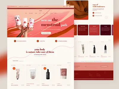 cosmetics e-commerce woman's beauty body cosmetics design e commerce ecommerce girls graphicdesign menstrual page red store ui web webdesign woman