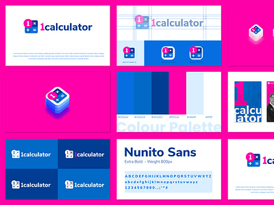 A Calculator Startup Brand Guidelines (1calculator) 1 brand brand guide brand guidlines brand identity branding business calculation calculator clolorful design illustration logo number startup tech vector