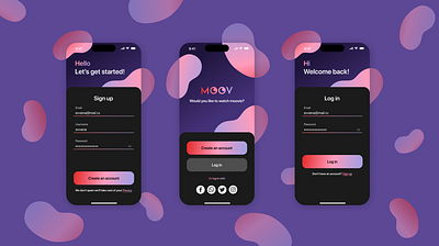 Sign up & log in UI design application figma log in login mobile moov registration screen sign in sign up ui